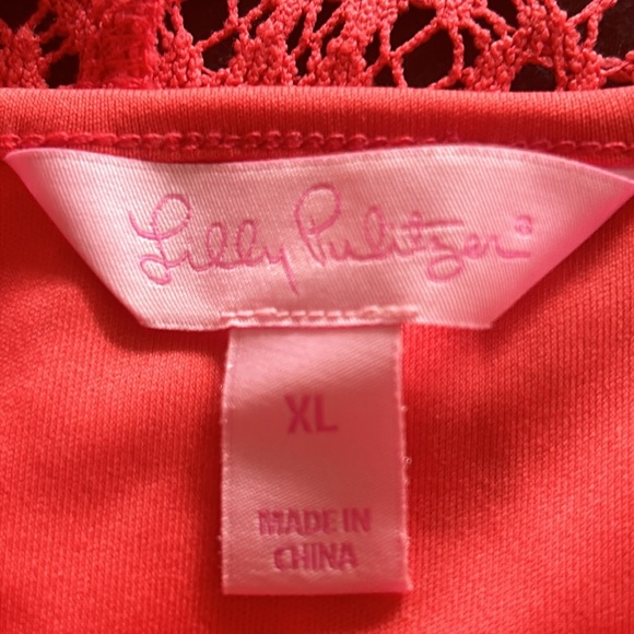 Lilly Pulitzer CORAL Crochet Knit “Topanga Breakers” Dress US XL - EUC - Picture 2 of 10